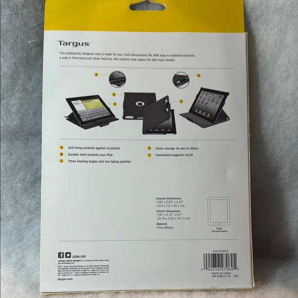 Targus Black Tablet Case Durable Protective Accessory - Picture 2 of 2